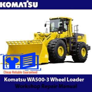 Komatsu WA500-3 Wheel Loader workshop repair manual cover featuring the loader and technical illustrations