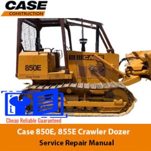 Service repair manual cover for Case 850E and Case 855E dozers, featuring detailed maintenance and repair instructions