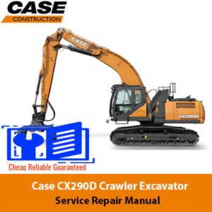 Case CX290D Excavator Service Repair Manual, showcasing the title and relevant technical graphics for maintenance guidance