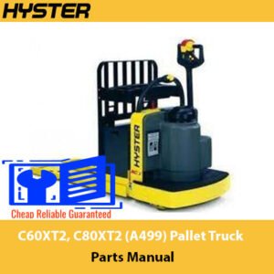 Parts manual for Hyster C60XT2 and C80XT2 pallet trucks, detailing components and assembly instructions