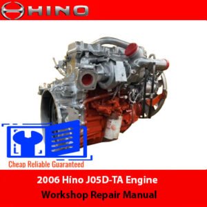 2006 Hino J05D-TA Engine Workshop Repair Manual cover featuring technical illustrations and detailed repair instructions