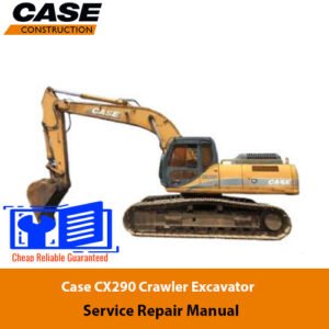 Case CX290 Excavator Service Manual cover featuring the model name and technical illustrations for maintenance guidance