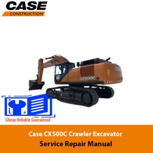 Service repair manual cover for Case cx500c excavator, featuring technical illustrations, detailed repair and maintenance instructions