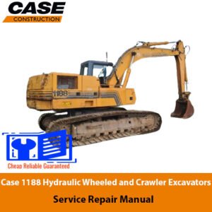 Service repair manual for Case 1188 Excavator, showcasing an excavator image and detailed maintenance instructions