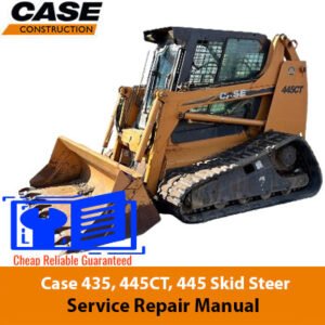 Comprehensive service manual for Case 435, Case 445CT, and Case 445 skid steer loaders, covering repair and maintenance