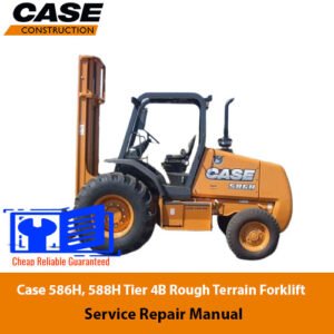 Service repair manual cover for Case 586H and 588H forklifts, featuring technical diagrams and maintenance instructions
