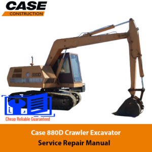 Case 880D Excavator Service Repair Manual cover featuring the title and an illustration of the excavator