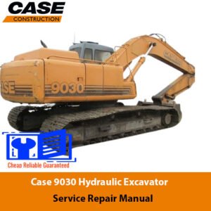 Service Repair Manual for Case 9030 Excavator, showcasing an image of the excavator and detailed repair instructions