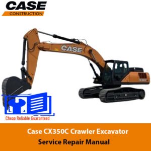 Case CX350C Crawler Excavator Service Repair Manual cover featuring the excavator and technical illustrations