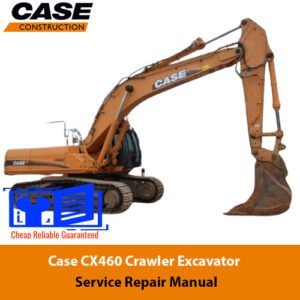 Case CX460 Excavator Service Repair Manual, showcasing the title and relevant technical graphics for maintenance guidance