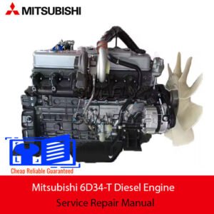 Mitsubishi 6D34-T Diesel Engine Service Repair Manual with images of engine parts and step-by-step repair guidelines