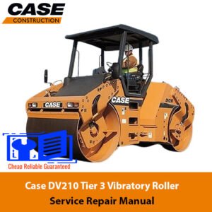 Service Repair Manual for Case DV210 Vibratory Roller, displaying the title and a graphic of the equipment