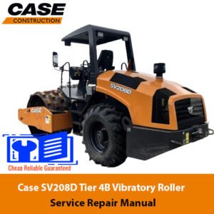 Service repair manual for Case SV208D vibratory roller, detailing maintenance and troubleshooting procedures