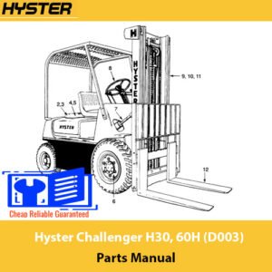 Hyster Challenger H30 and Hyster 60H forklift parts manual, providing essential information on parts and maintenance