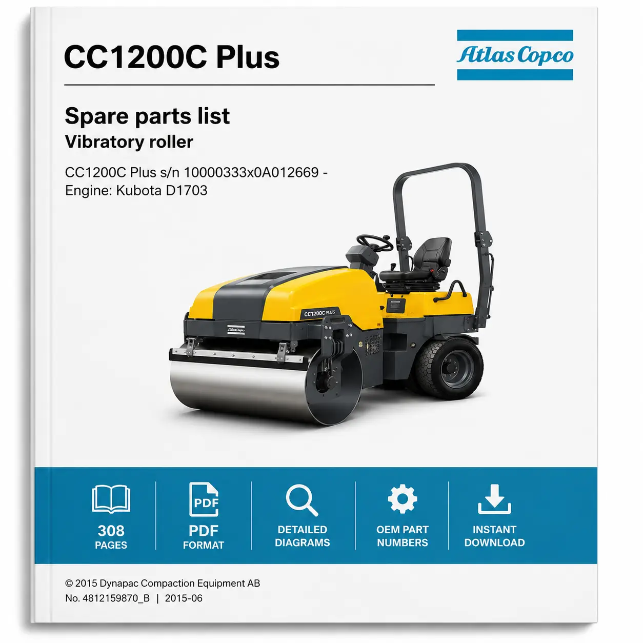 Atlas Copco CC1200C Plus Vibratory Roller Spare Parts Catalogue PDF
