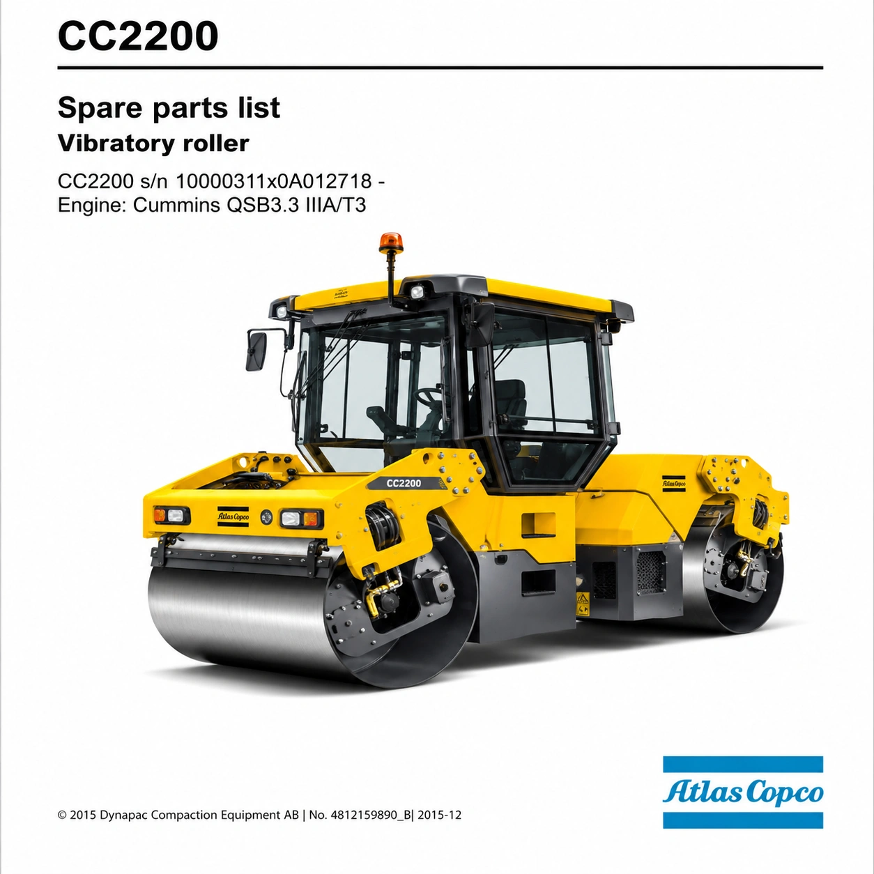 Atlas Copco CC2200 Road Roller Spare Parts Catalogue PDF Manual