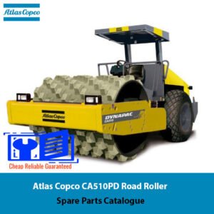Atlas Copco CA510PD Road Roller spare parts catalogue cover featuring detailed parts and specifications for maintenance