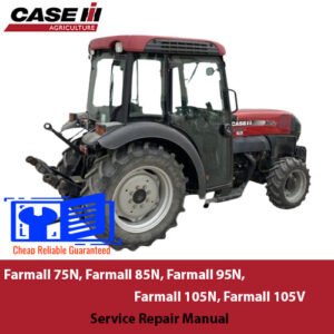 Service repair manual cover for Case Farmall 75N, 85N, 95N, 105N, and 105V Tier 3 tractors
