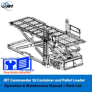 JBT Commander 30 Container and Pallet Loader manual cover, detailing operation, maintenance, and parts list