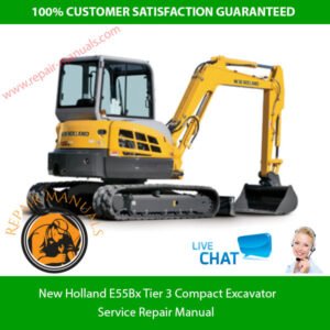 Service Repair Manual for New Holland E55Bx Excavator, showcasing detailed diagrams and maintenance instructions