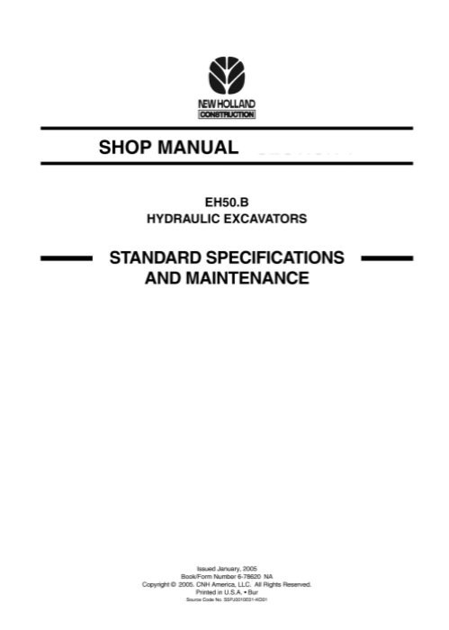 New Holland EH50B Excavator Workshop Repair Manual - Image 2