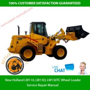 Comprehensive service manual for New Holland LW110, LW130, and LW130TC wheel loaders, covering repair and maintenance guidelines