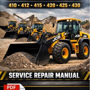 Service repair manual cover for JCB Wheeled Loader models 410, 412, 415, 420, 425, and 430
