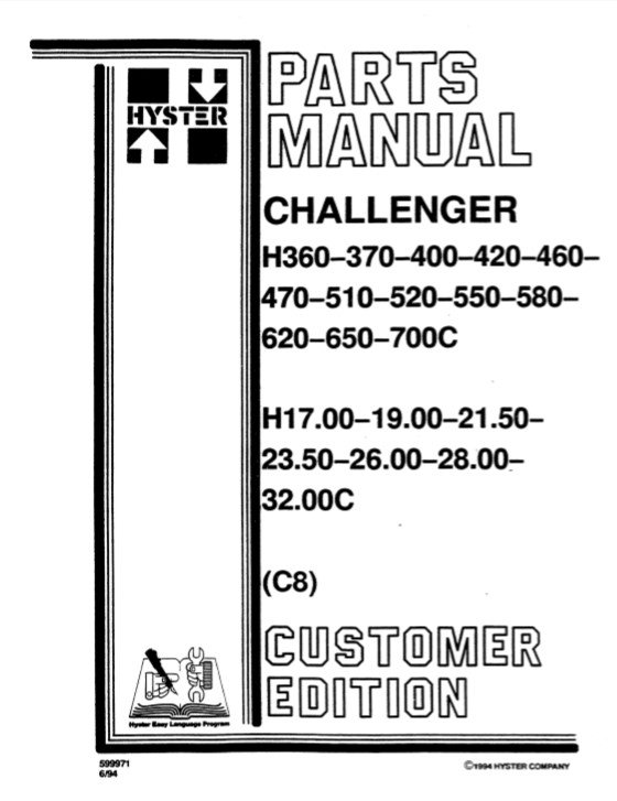 Hyster Challenger Forklift C8 Series Parts Manual - Image 2