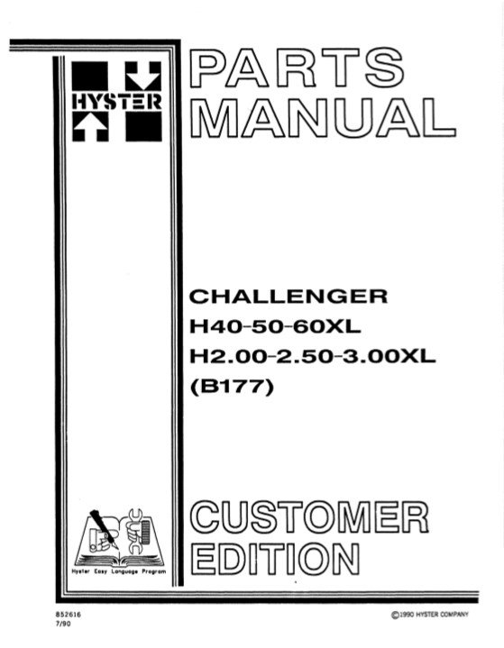 Hyster Challenger H40, H50, H60XL (B177) Forklift Parts Manual - Image 2