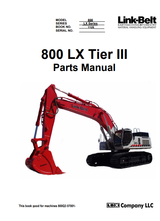 link belt 800LX parts manual link belt 800LX
