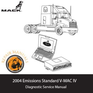 2004 Emissions Standard V-MAC IV Diagnostic Service Manual cover featuring technical diagrams and service information