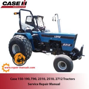 Service repair manual for Case 150-190, T90, 2310, 2510, and 2712 tractors, detailing maintenance and troubleshooting procedures