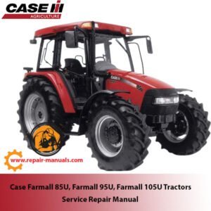 Case Farmall 85U, 95U, and 105U tractors service manual cover, showcasing essential repair and maintenance information