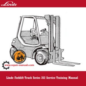 Cover of the Linde Forklift Truck Series 352 Service Training Manual, showcasing the model and service training information
