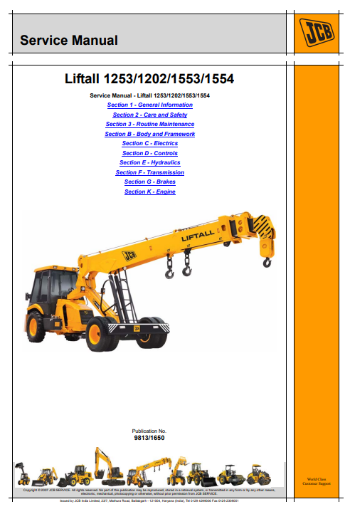 This is the service handbook / repair manual for the JCB Liftall 1553