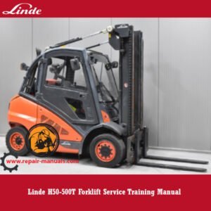 Cover of the Linde H50-500T Forklift Service Training Manual, highlighting essential maintenance and operation guidelines