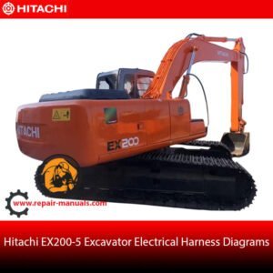 Diagrams illustrating the electrical harness layout for the Hitachi EX200-5 excavator, essential for maintenance and repairs