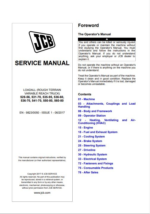 JCB 531-70 service manual in PDF format, offering comprehensive instructions for servicing and operating the machinery