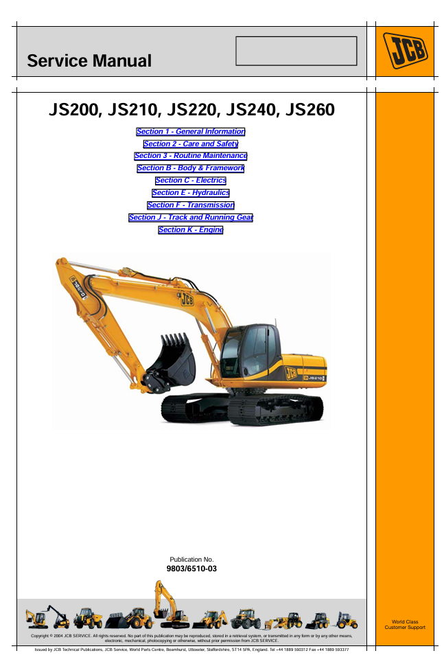 JCB JS220 Excavator Service Repair Manual - Image 2