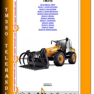 JCB TM320 Agricultural Teletruk Service Repair Manual cover featuring the model and technical illustrations
