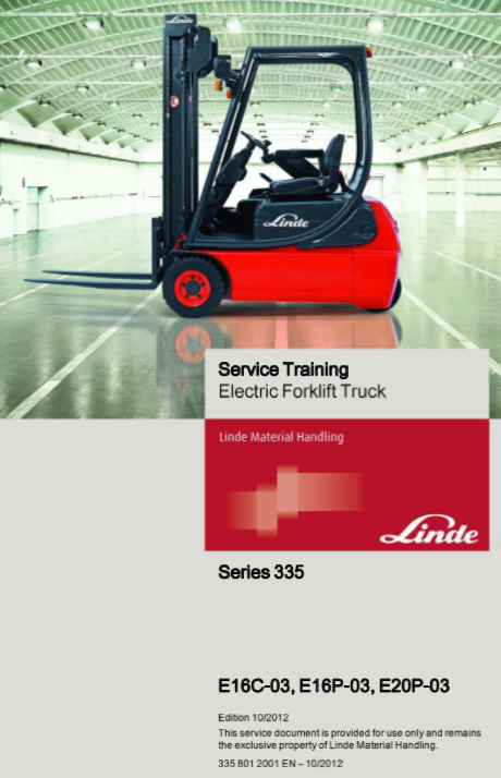 Linde E20P-03 Electric Forklift Service Training Manual - Image 2