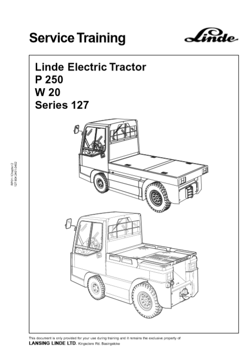 Linde P250 Electric Tractor Service Training Manual - Image 2