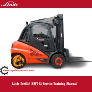 Linde Forklift H50T-02 Service Training Manual cover featuring the model and service information