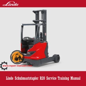 Linde R20 Schubmaststapler service training manual cover featuring the model and training details
