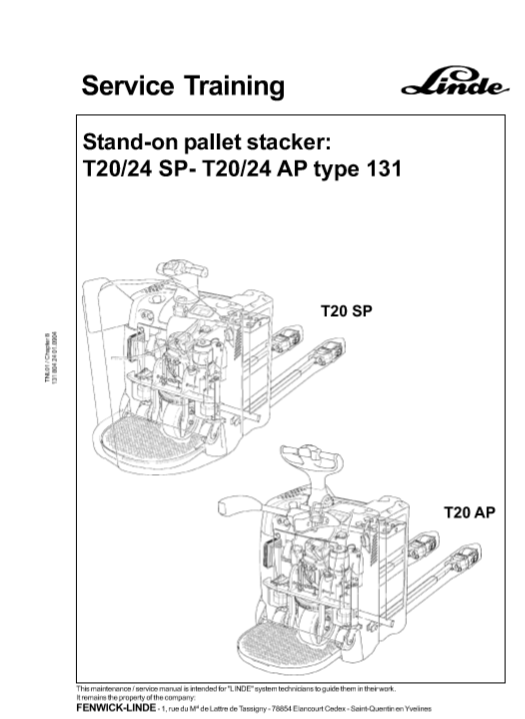 Linde T20 Pallet Stacker Service Training Manual - Image 2