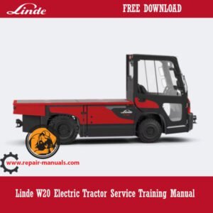 Linde W20 Electric Tractor Service Training Manual cover featuring the title and an illustration of the tractor