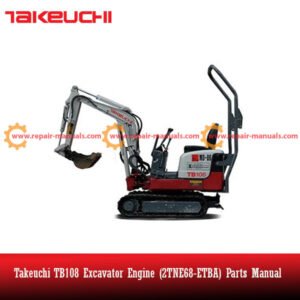 Illustrated parts manual for the Takeuchi TB108 Excavator Engine (2TNE68-ETBA), providing essential maintenance information