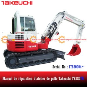 Takeuchi TB180FR Excavator Workshop Repair Manual cover featuring the model and technical illustrations