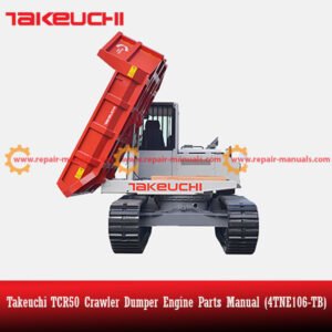 Takeuchi TCR50 Crawler Dumper engine parts manual, detailing ISUZU 4TNE106-TB components and assembly instructions