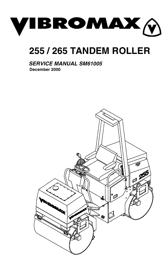 Service repair manual for JCB Vibromax 265 Roller, detailing maintenance and repair procedures for optimal performance